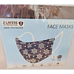 Primeware Mask Snowflakes Design Adult 2 pack 2 layers 100 % Polyester Washable